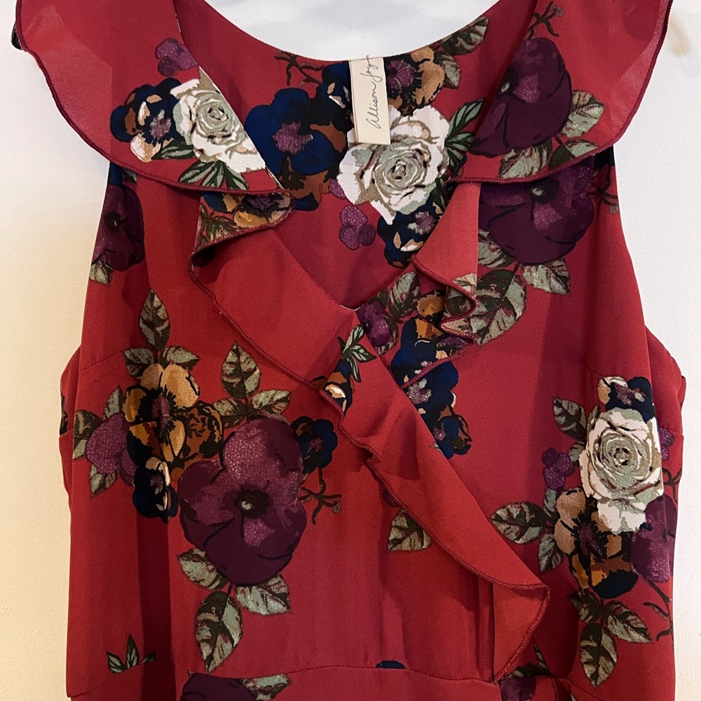 Floral Ruffle Red Dress - Picture 5 of 5